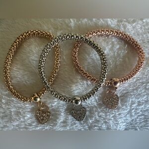 Gold and Silver Heart Charm Bracelets